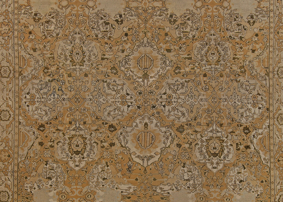 gold textile with ornate designs