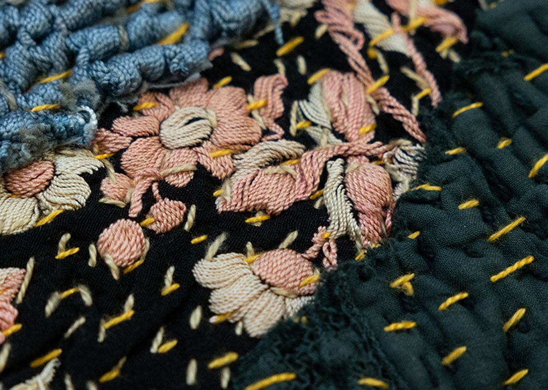 multiple colored fabrics stitched together