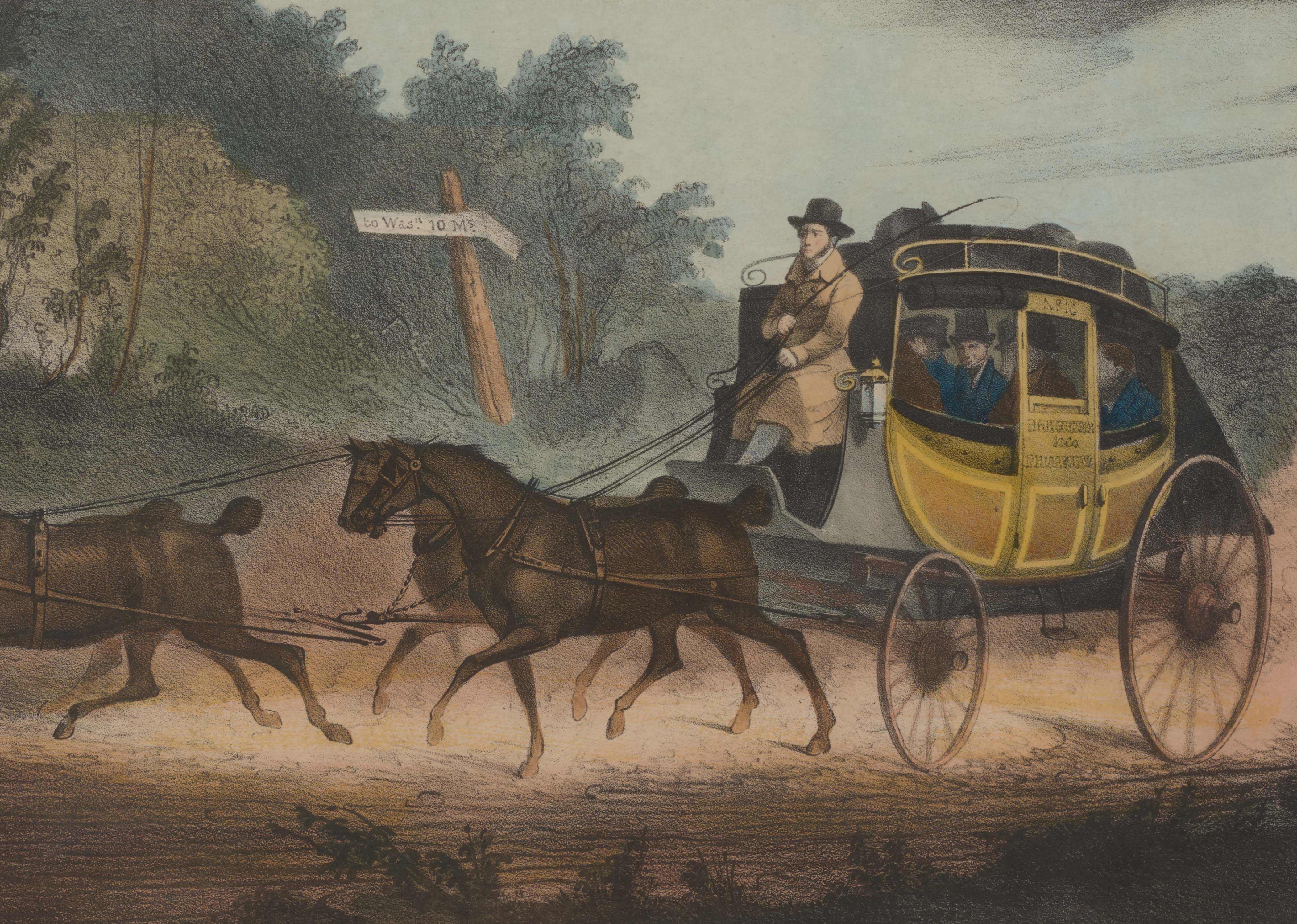 man in a yellow stage coach
