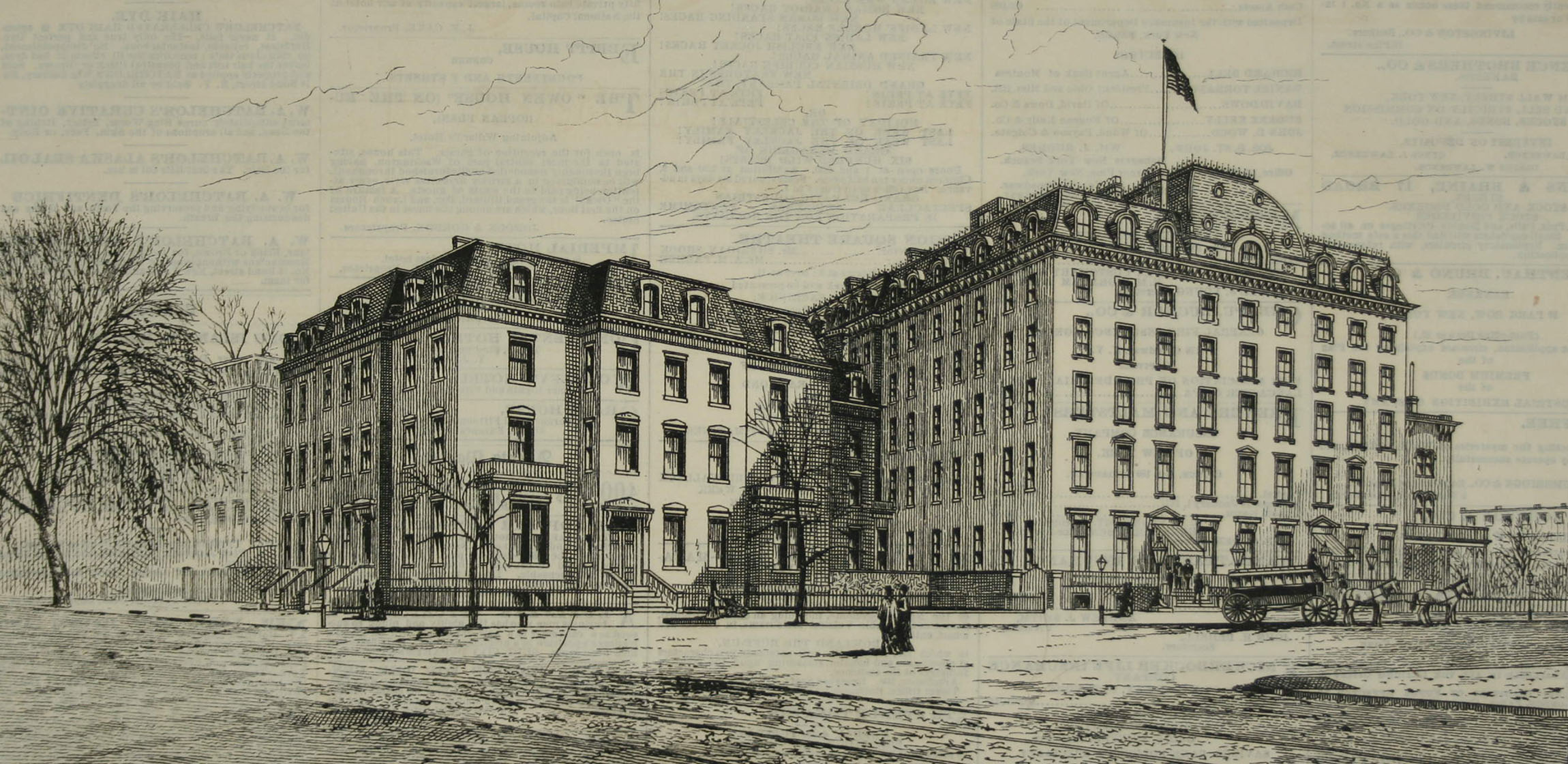 drawing of a hotel 