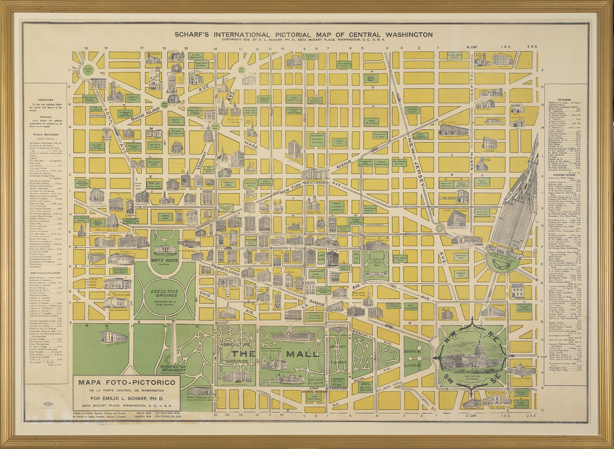 green and yellow map of DC