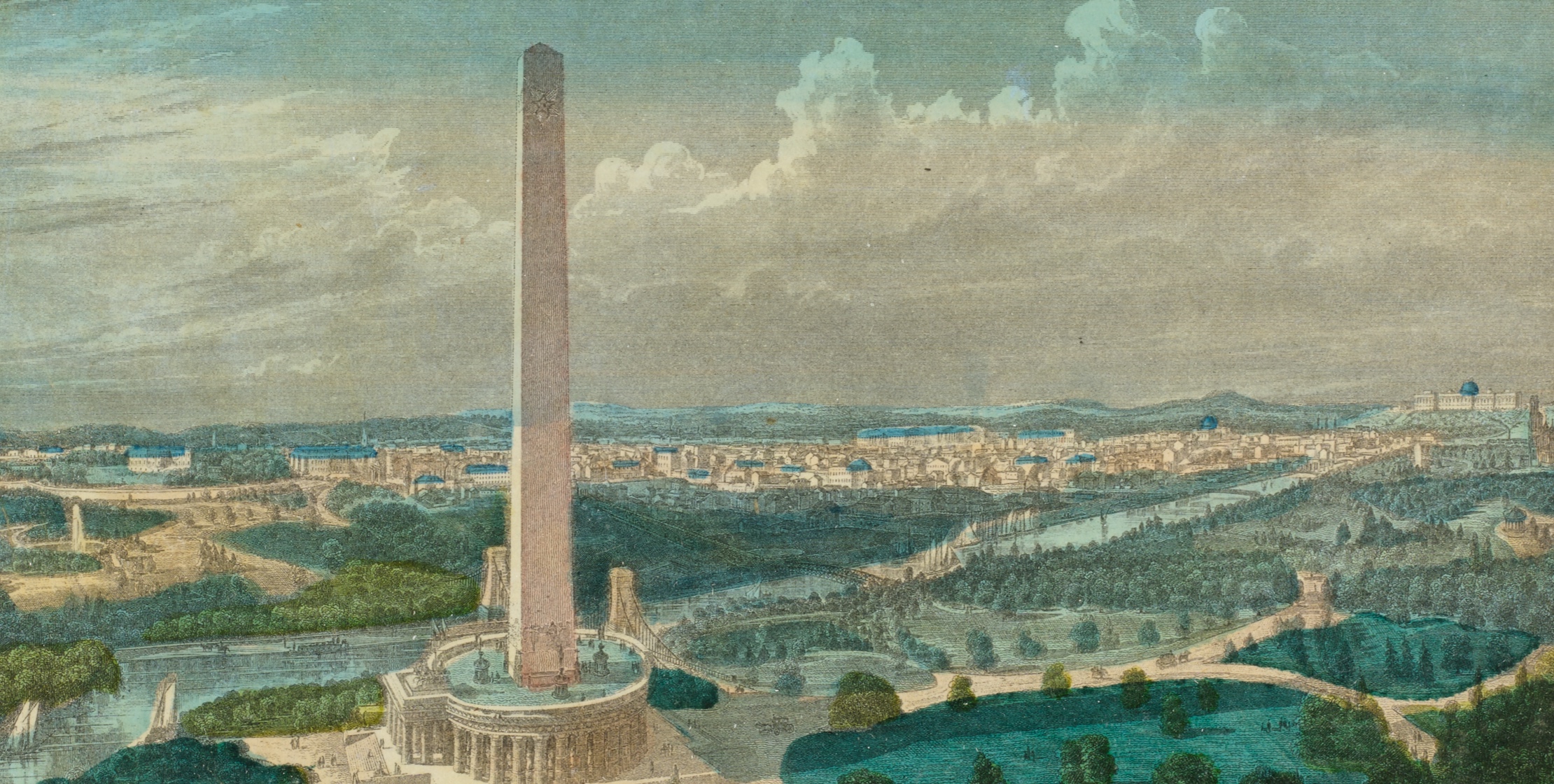 Painting showing the original design of the Washington Monument