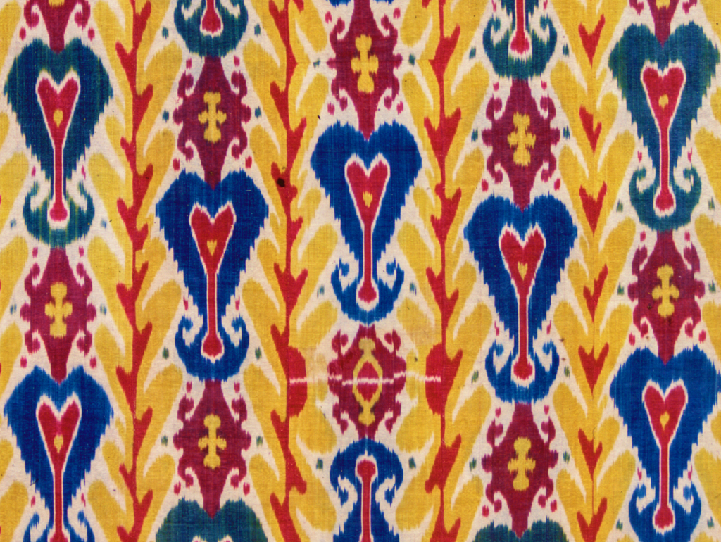 Detail of yellow ikat textile