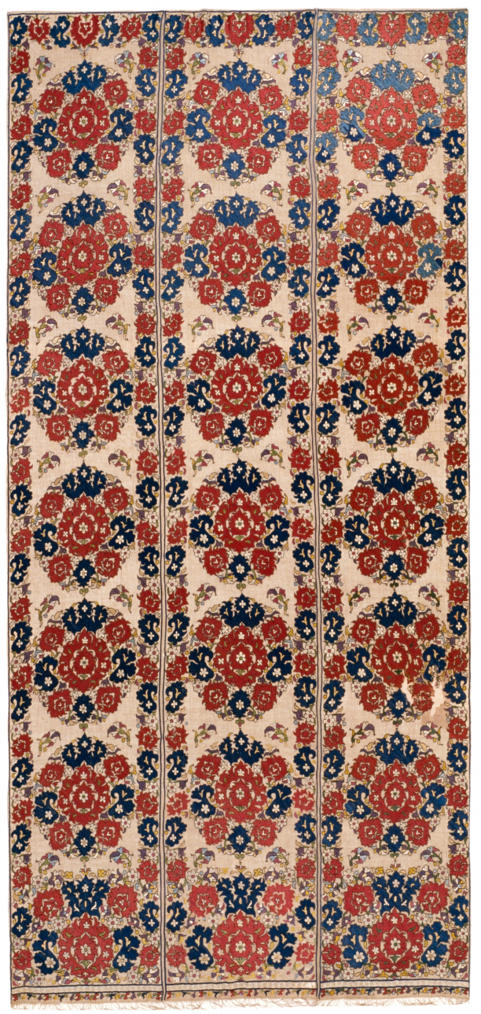 textile with embroidered flower pattern