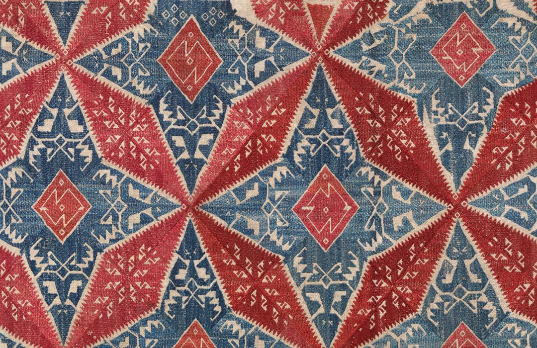 red and blue textile