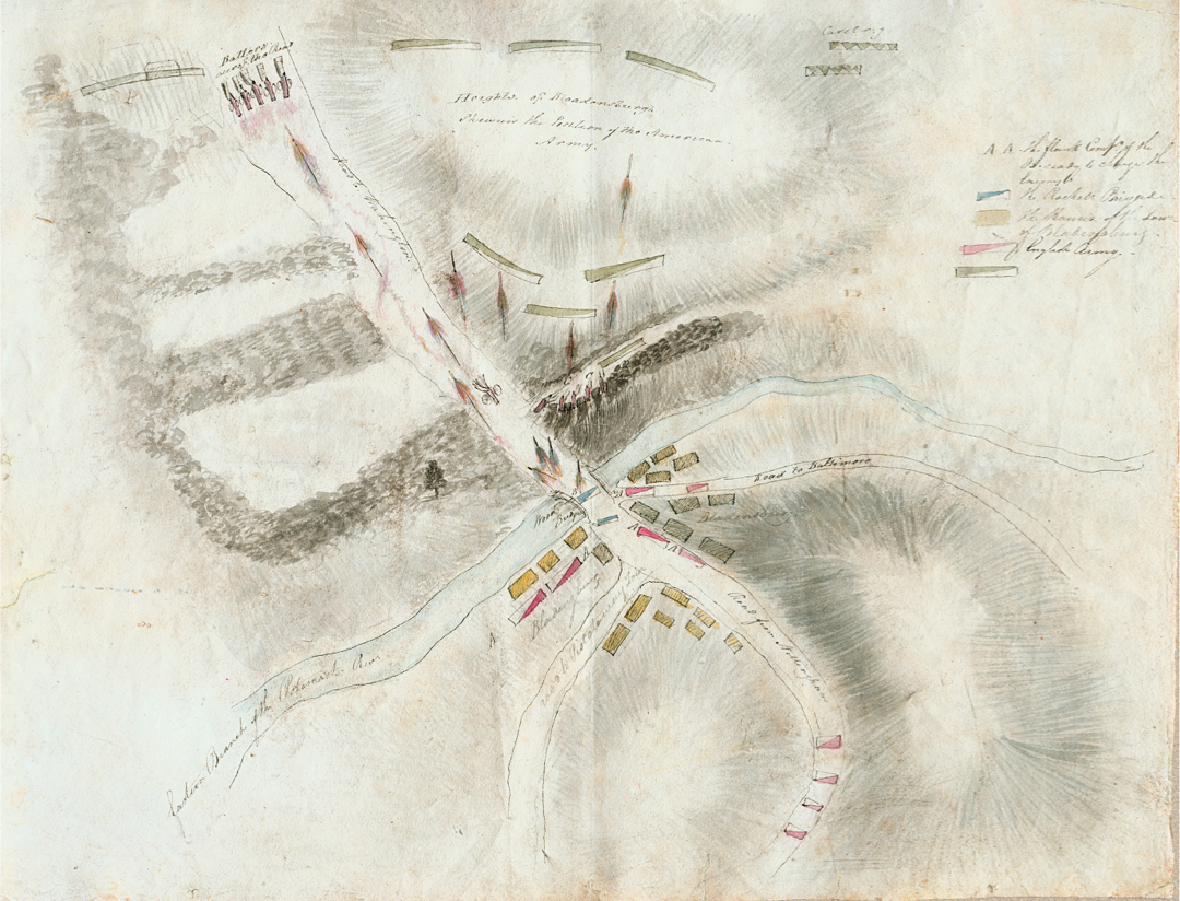 Hand-drawn map showing battle positions