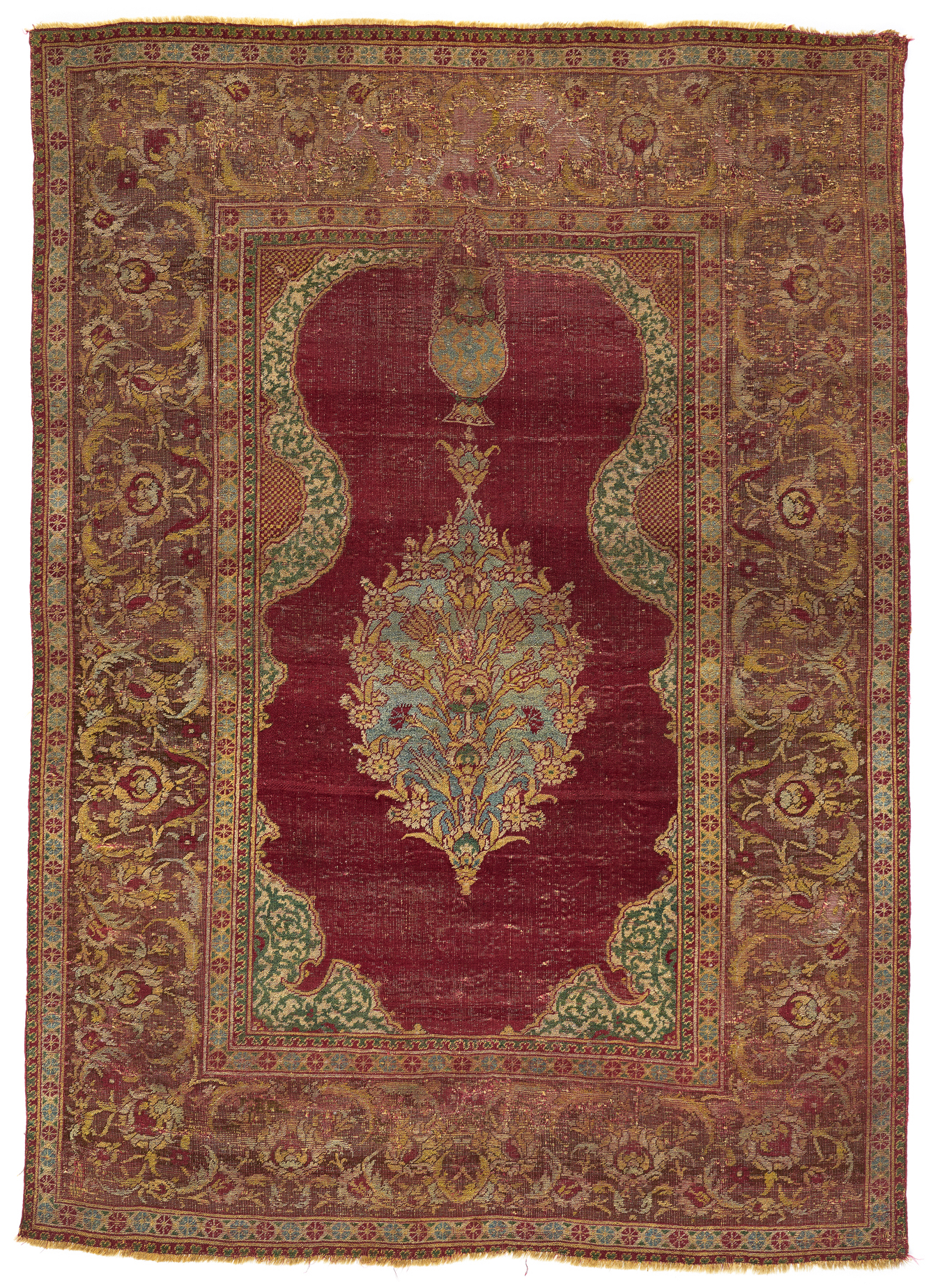 Prayer carpet with arch and lamp motif