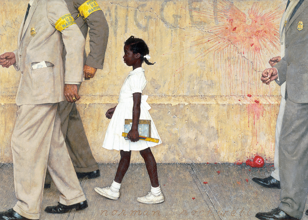 Detail of Ruby Bridges painting by Rockwell