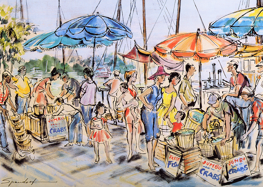 Detail of fish market painting