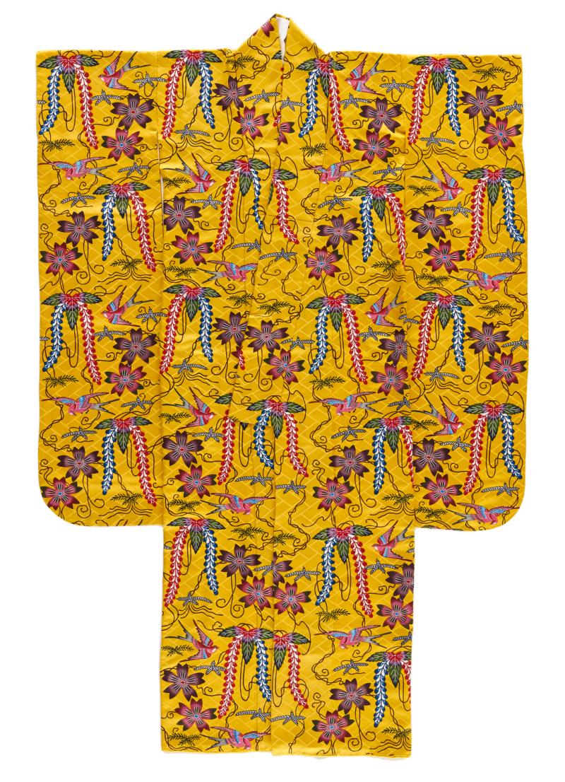 Bright yellow robe with floral pattern