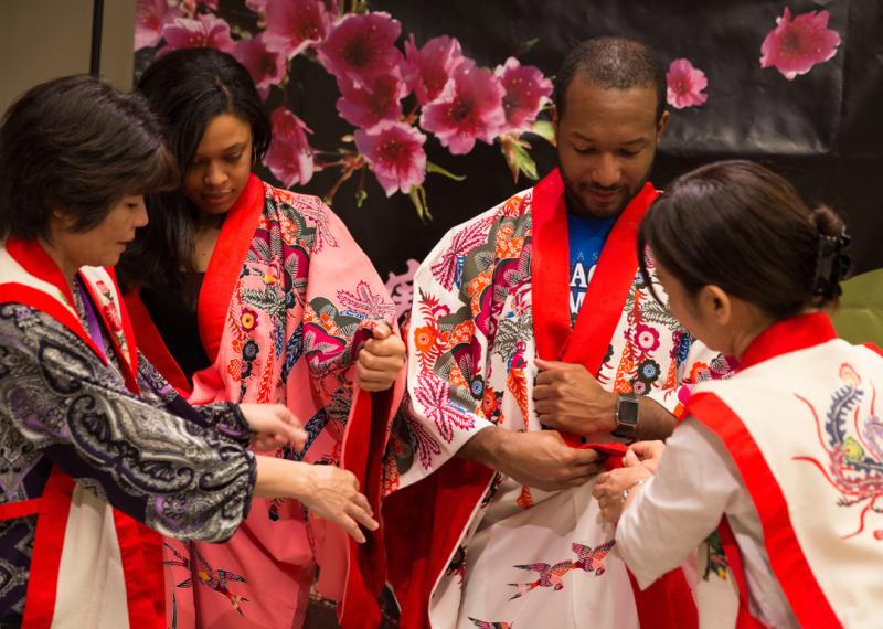 Students in Japanese robes