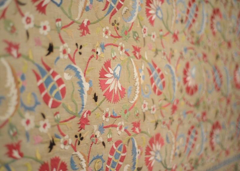Close up of floral textile