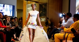 woman strutting a runway 
