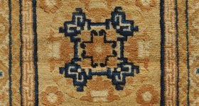 cut pile rug with Japanese design in the center 