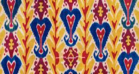Detail of yellow ikat textile